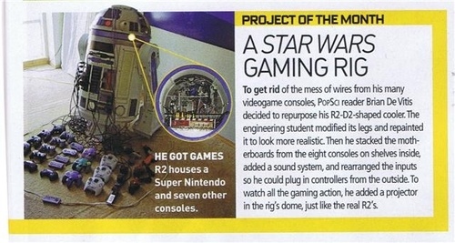 R2-D2 Gaming Rig holds 8 game consoles and a projector