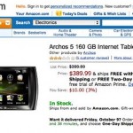 Archos 5 Tablet with Android now available from Amazon