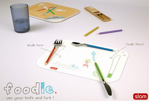 Foodle is a fork, knife and spoon that lets you doodle