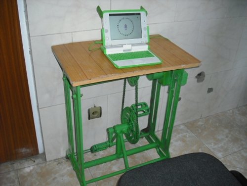 Pedal-powered OLPC XO laptop
