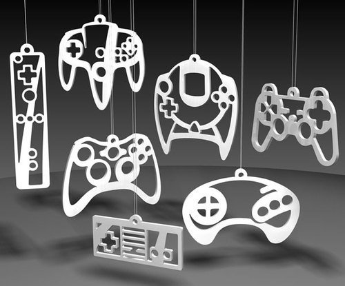 Geeky video game controller ornaments