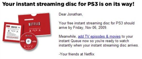 Netflix shipping PS3 instant streaming discs