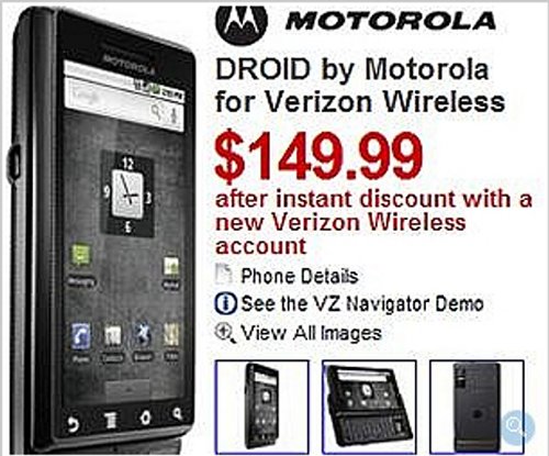 Motorola Droid for $149.99 at Sears