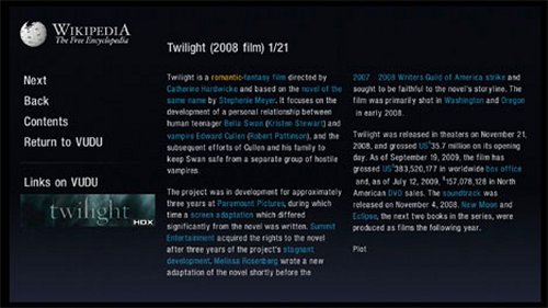 Vudu integrates Wikipedia