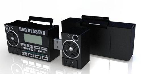 Rad Blaster Mini Boombox MP3 Player and flash drive