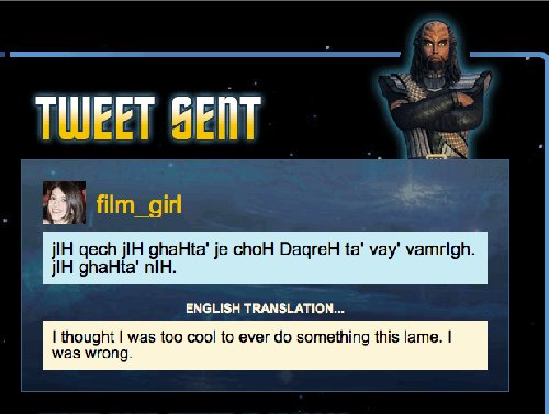 Translate tweets to Klingon
