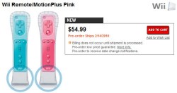 Pink and blue Wiimotes ready for Valentine's Day