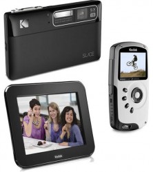 Kodak’s 14 MP Slice touchscreen camera, Pulse digiframe and Playsport Camcorder