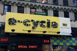 Best Buy’s billboard of recycled electronics