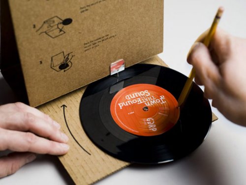 Cardboard Record Package doubles as player