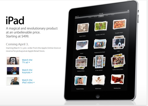 Apple iPad PreSale starting today