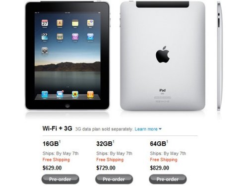 iPad 3G arriving by May 7th