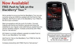 Verizon offering Push-to-Talk "Free for Life" on the BlackBerry Tour 9630