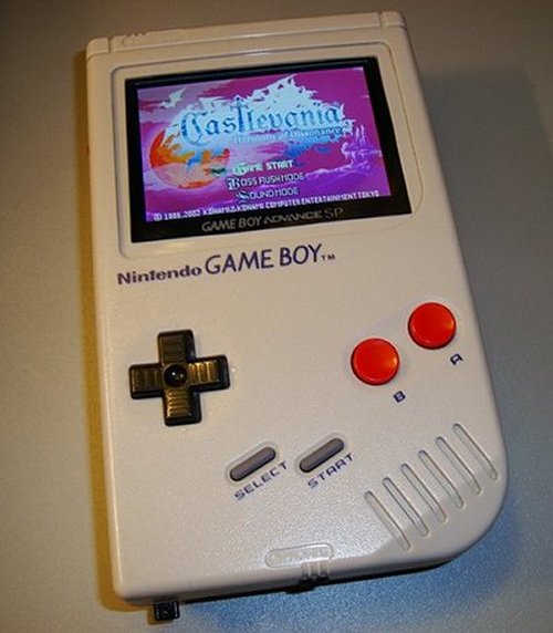 Game Boy with a Game Boy Advance inside