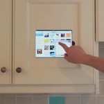 iPad in a kitchen cabinet
