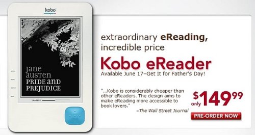 Kobo eReader available for pre-order, ships June 17th