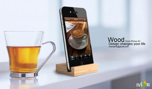 iPhone 4G wood dock