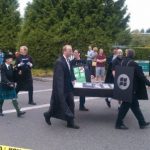 Microsoft Employees hold iPhone and Blackberry funerals