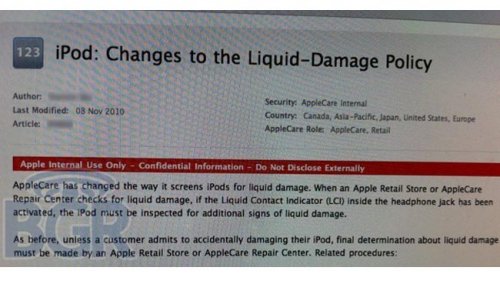 Apple amends iPod Water Damage Policy