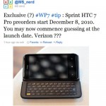 Sprint taking pre-orders for HTC 7 Pro December 8th?