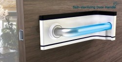 Self-sterilizing door handle
