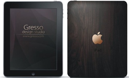 Gresso iPad with gold logo, African Blackwood case
