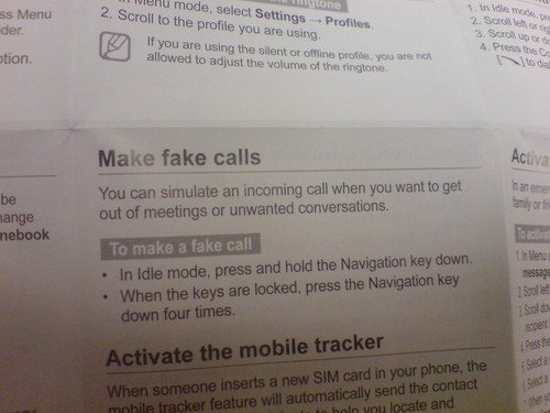 Samsung user manual helps you make fake calls