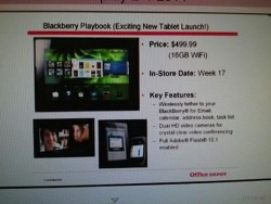 BlackBerry PlayBook 16GB for $499 at Office Depot