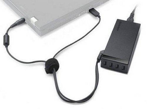 Lenovo 65W AC Adapter charges your laptop and provides extra USB ports