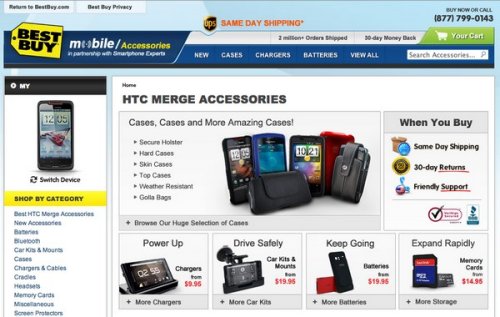 Droid Bionic and HTC Merge hit Best Buy website, with accessories