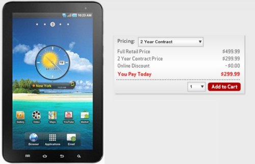 Verizon now offering 7-inch Galaxy Tab for $300 with a two-year contract