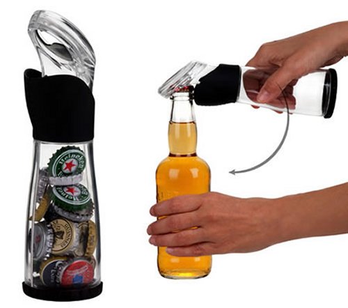 Cap Storing Bottle opener keeps caps off your floor