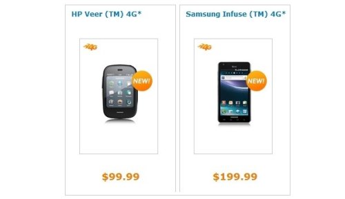 Samsung Infuse 4G and HP Veer 4G on sale at AT&T
