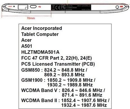 Acer Iconia Tab A501 for AT&T hits the FCC