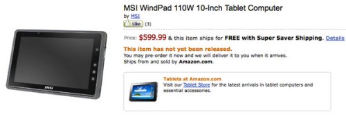 MSI WindPad 110w tablet up for pre-order