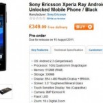 Sony Ericsson's Xperia ray available for UK pre-order