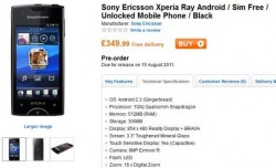 Sony Ericsson's Xperia ray available for UK pre-order