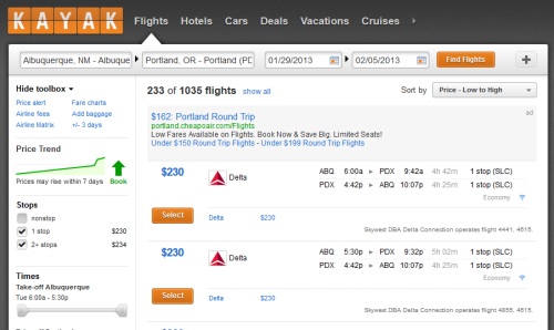 Fare History Chart Kayak